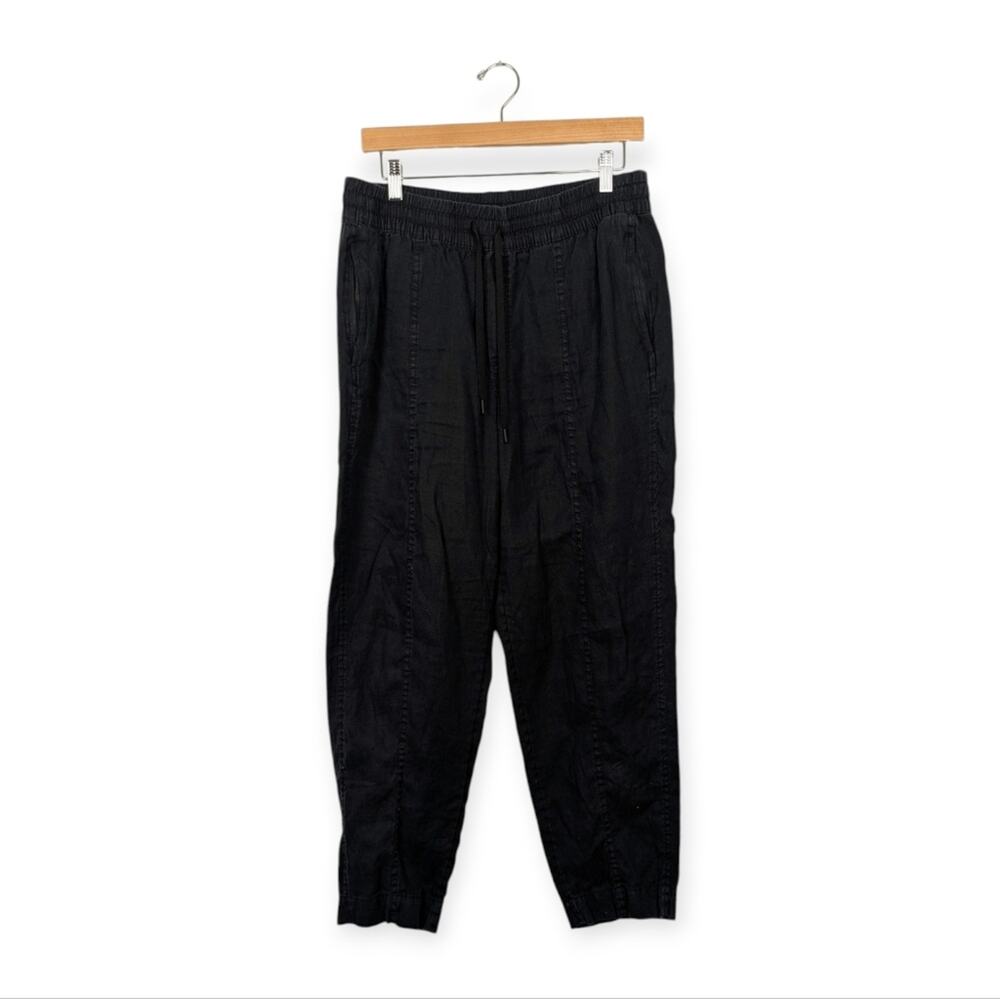 Athleta Black Linen Retreat Pull-On Relaxed Fit Pants Size M